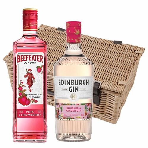 Edinburgh Rhubarb & Ginger Gin & Beefeater Pink Strawberry Gin Twin Hamper (2x70cl)